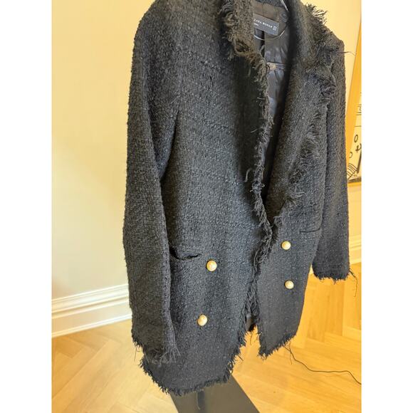Zara - Black tweed coat with pearls - 	Womens XS - Picture 5 of 7